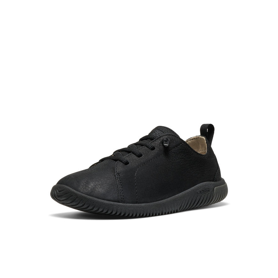 Big Kids' KNX Leather Sneaker Triple Black - Image 3