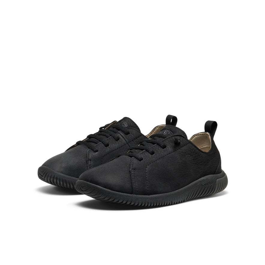 Big Kids' KNX Leather Sneaker Triple Black - Image 2