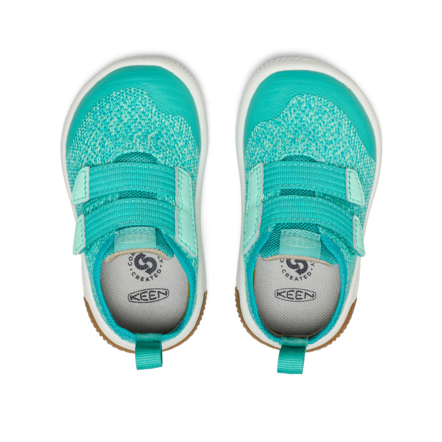 Kūdikio megzti bateliai su dvigubu dirželiu „KNX Knit Double Strap“ Bright Aqua/Cabbage
