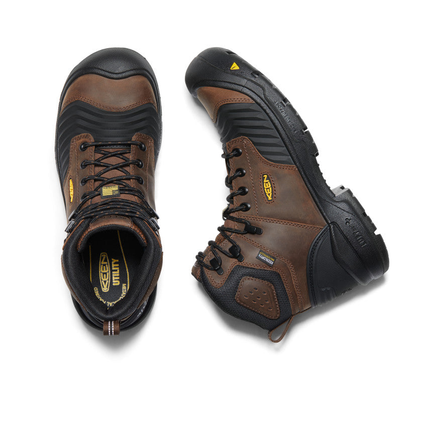Men's Portland 6" Waterproof Boot (Carbon Toe) Dark Earth/Black - Image 4