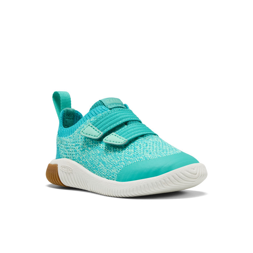 Kūdikio megzti bateliai su dvigubu dirželiu „KNX Knit Double Strap“ Bright Aqua/Cabbage