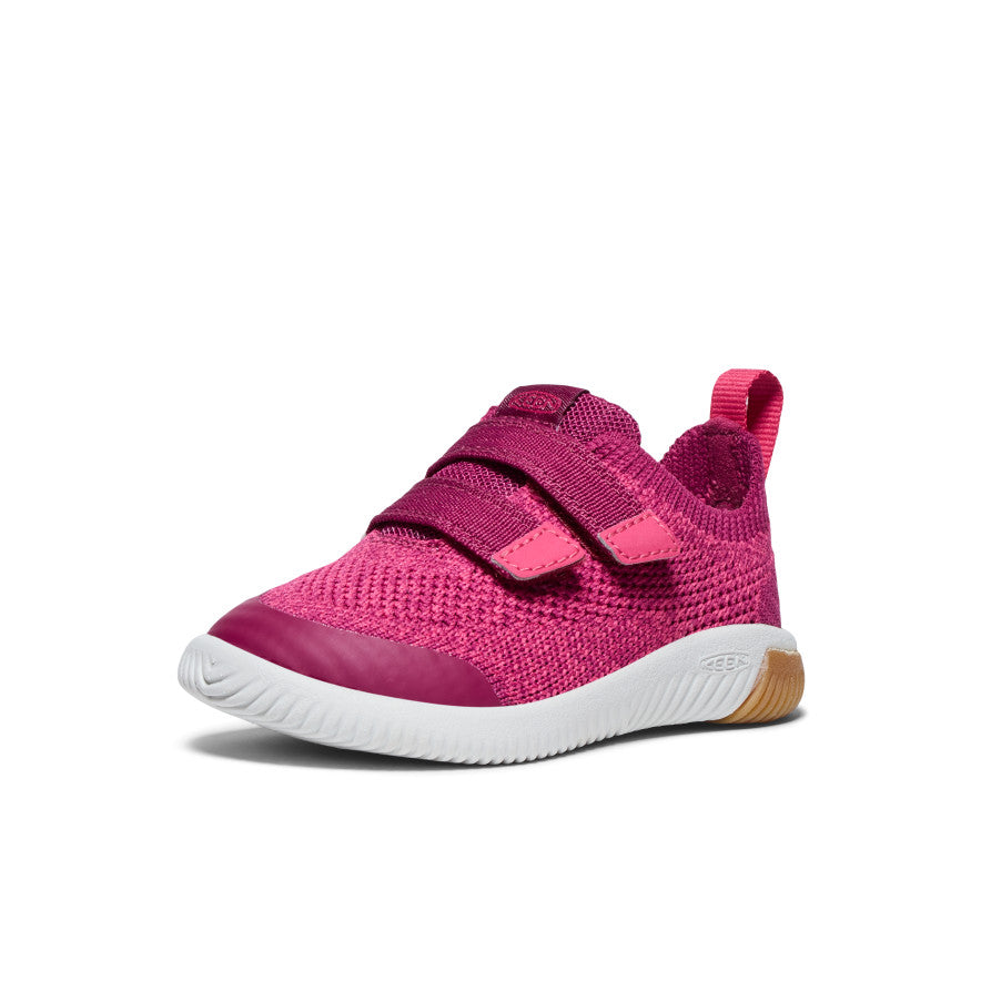 Kūdikio megzti bateliai su dvigubu dirželiu „KNX Knit Double Strap“ Beaujolais/Raspberry