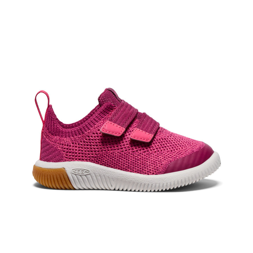 Kūdikio megzti bateliai su dvigubu dirželiu „KNX Knit Double Strap“ Beaujolais/Raspberry