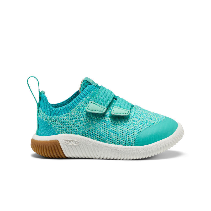 Kūdikio megzti bateliai su dvigubu dirželiu „KNX Knit Double Strap“ Bright Aqua/Cabbage